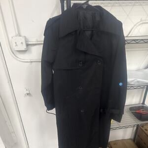 Women’s Black Trench Coat Button Closure with Epaulette Detail Belted Size L